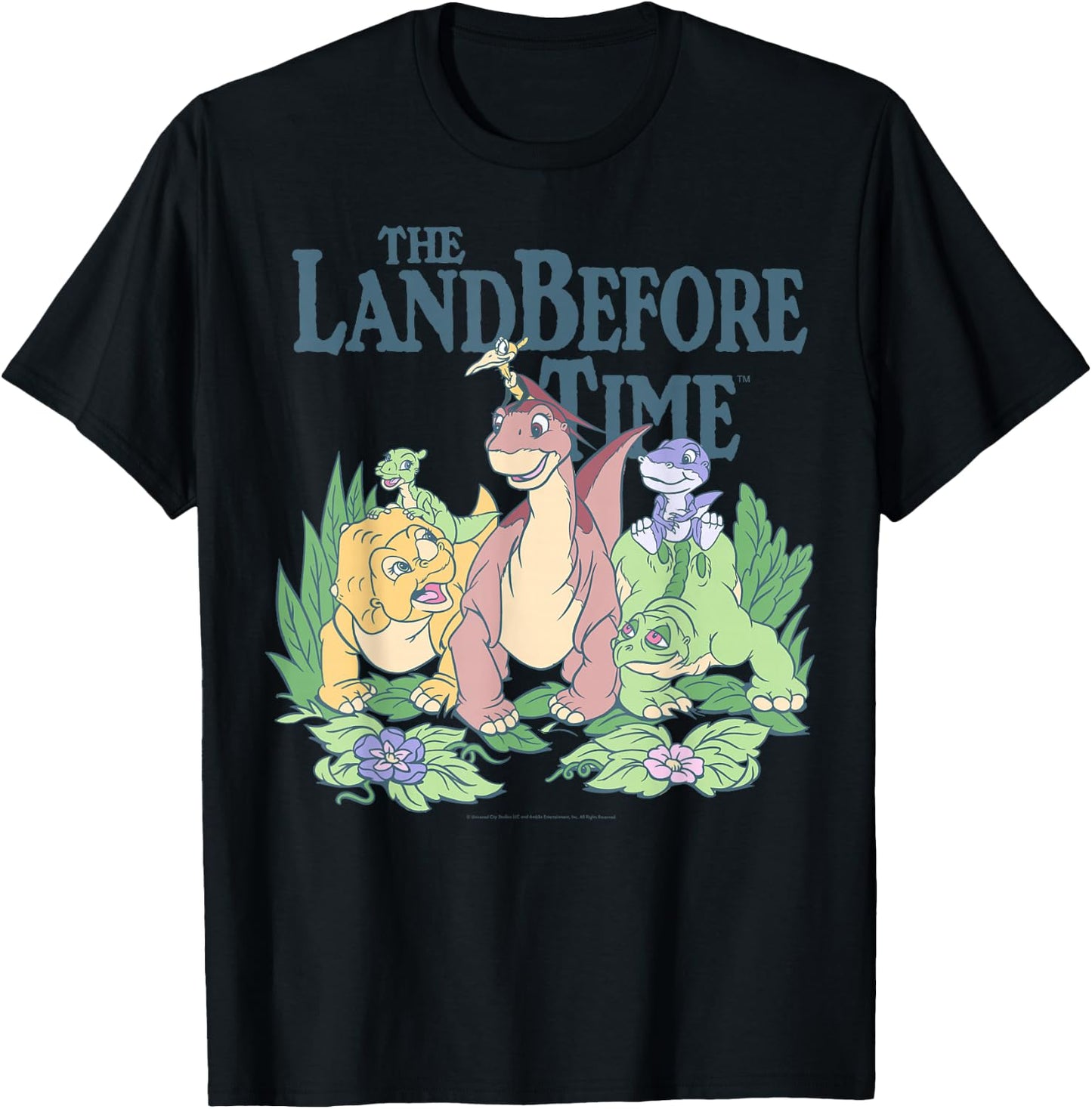 Land Before Time Pastel Dinosaur Friends T-Shirt - T-Shirt | Black