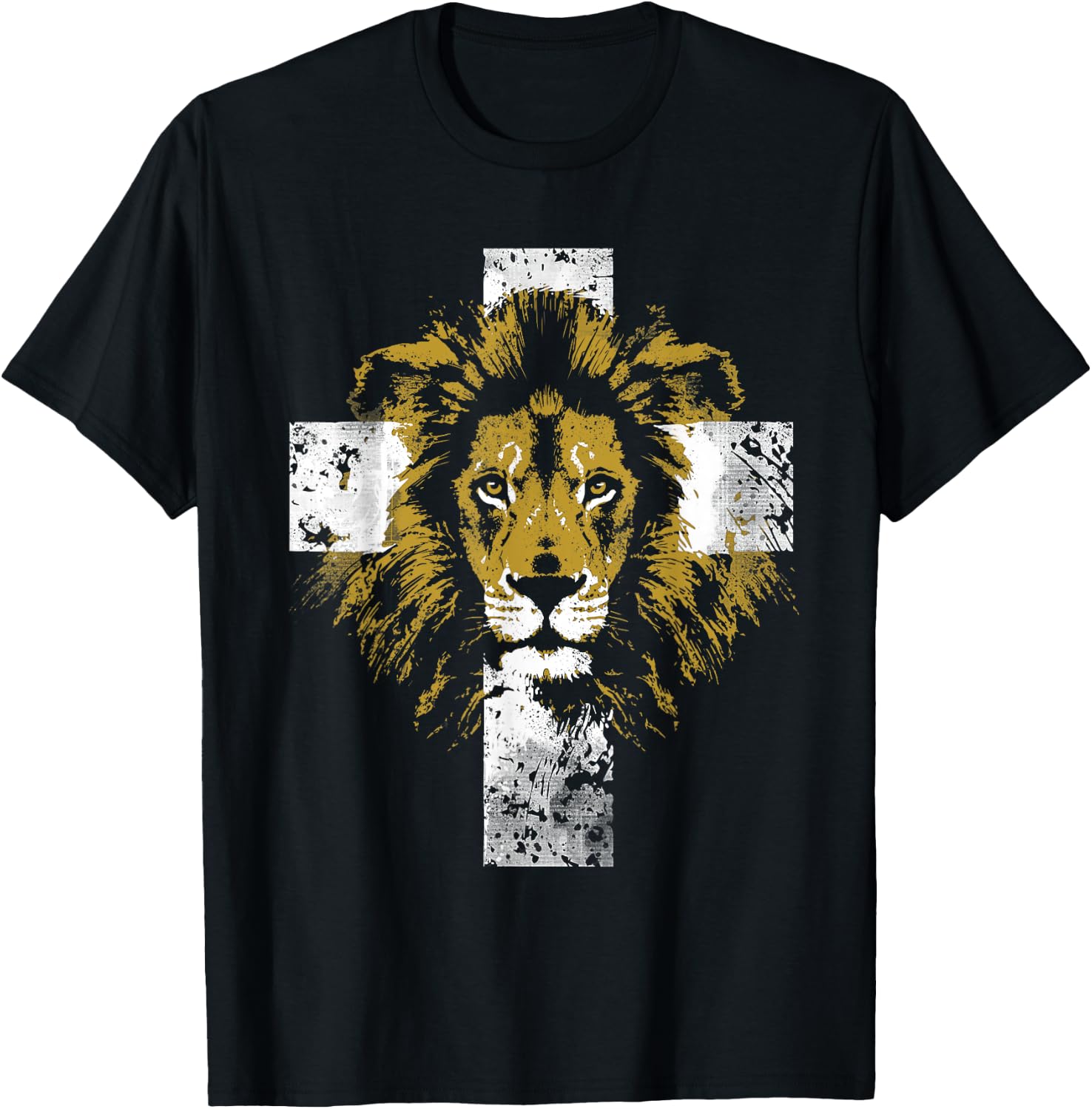 Lion of Judah Cross Christian T-Shirt - T-Shirt | Black