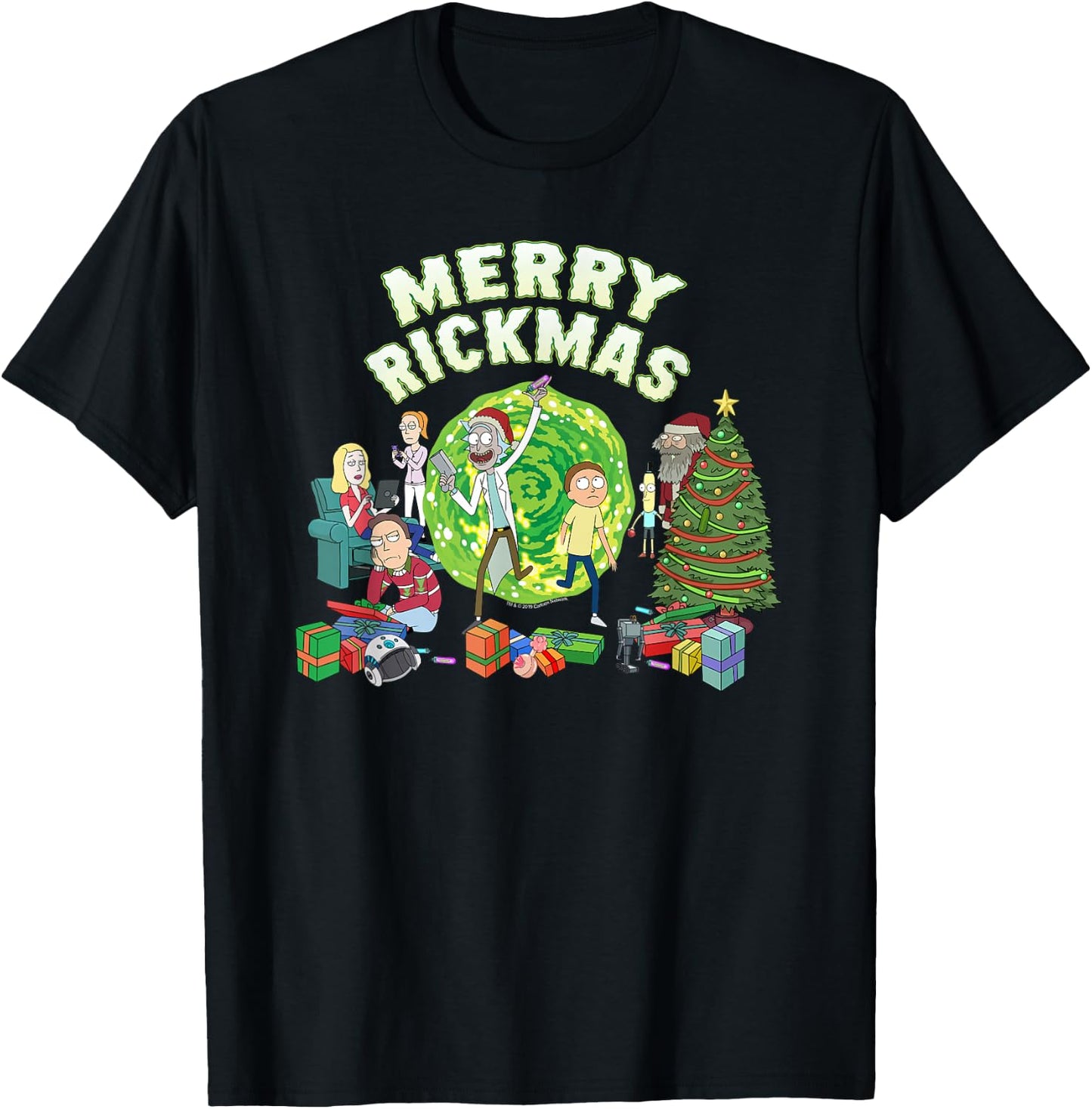 Rick and Morty Merry Rickmas! T-Shirt - T-Shirt | Black