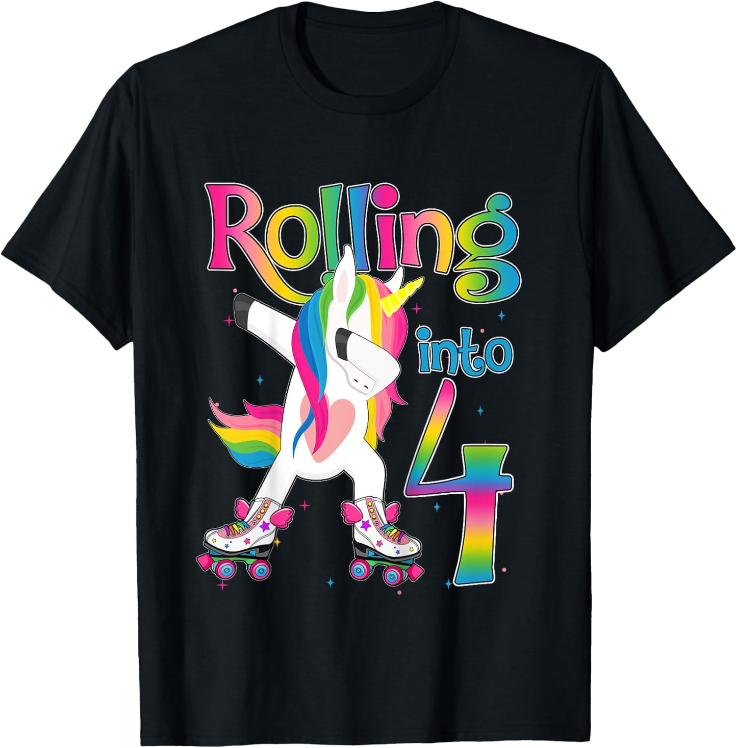 Rolling Into 4 years Let's Roll I'm Turning 4 Roller Skate T-Shirt - T-Shirt | Black