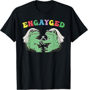Engayged Funny LGBTQ Engagement Humor T-Shirt - T-Shirt | Black
