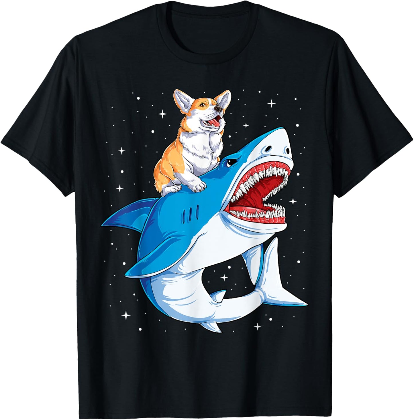 Corgi Shark T shirt Kids Boys Men Space Galaxy Jawsome Gifts T-Shirt - T-Shirt | Black