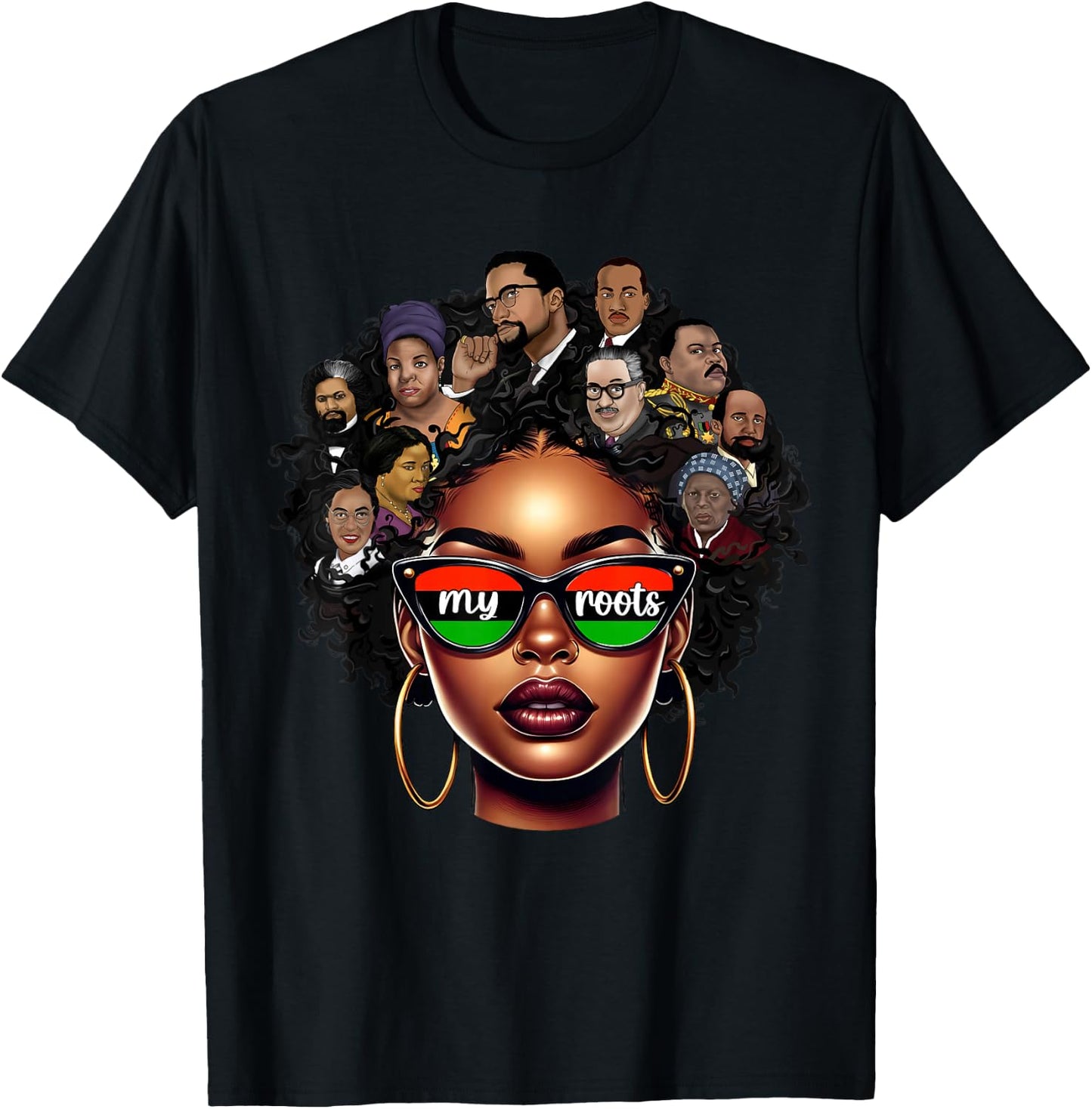 Black Queen Pride Afro Girl BHM Black History Month T-Shirt - T-Shirt | Black