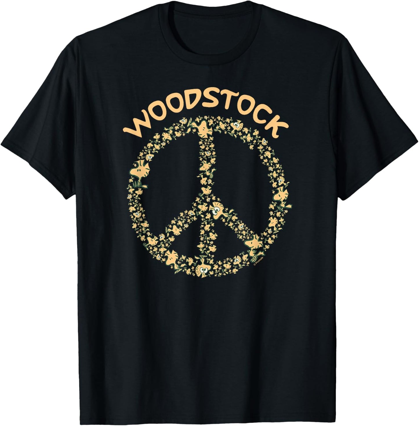 Peanuts Woodstock 50th Anniversary Peace Sign T-Shirt - T-Shirt | Black