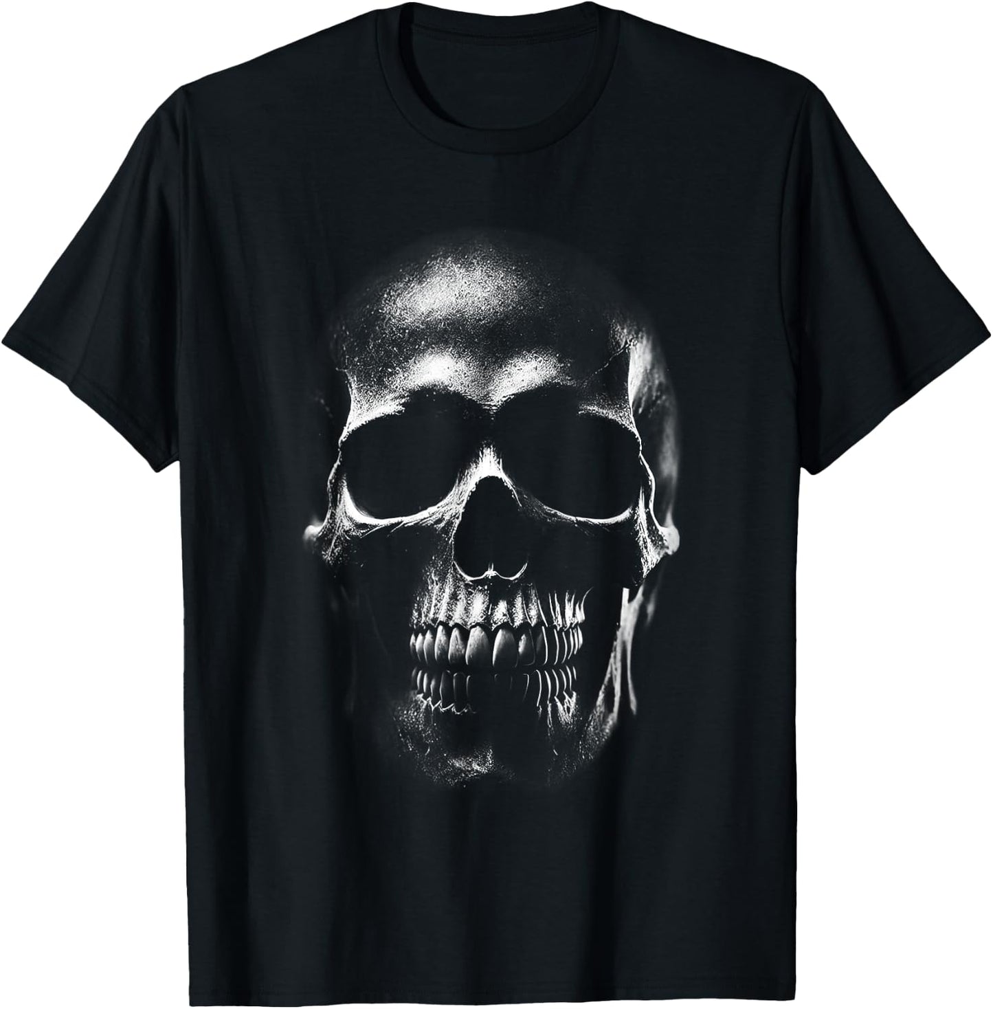 White Skull, Skull, Skeleton, Head T-Shirt - T-Shirt | Black