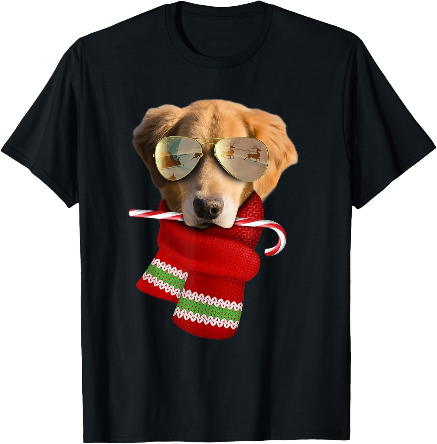 Golden Retriever shirt Christmas Gift Dog Lovers Sunglasses Women Kids T-Shirt - T-Shirt | Black