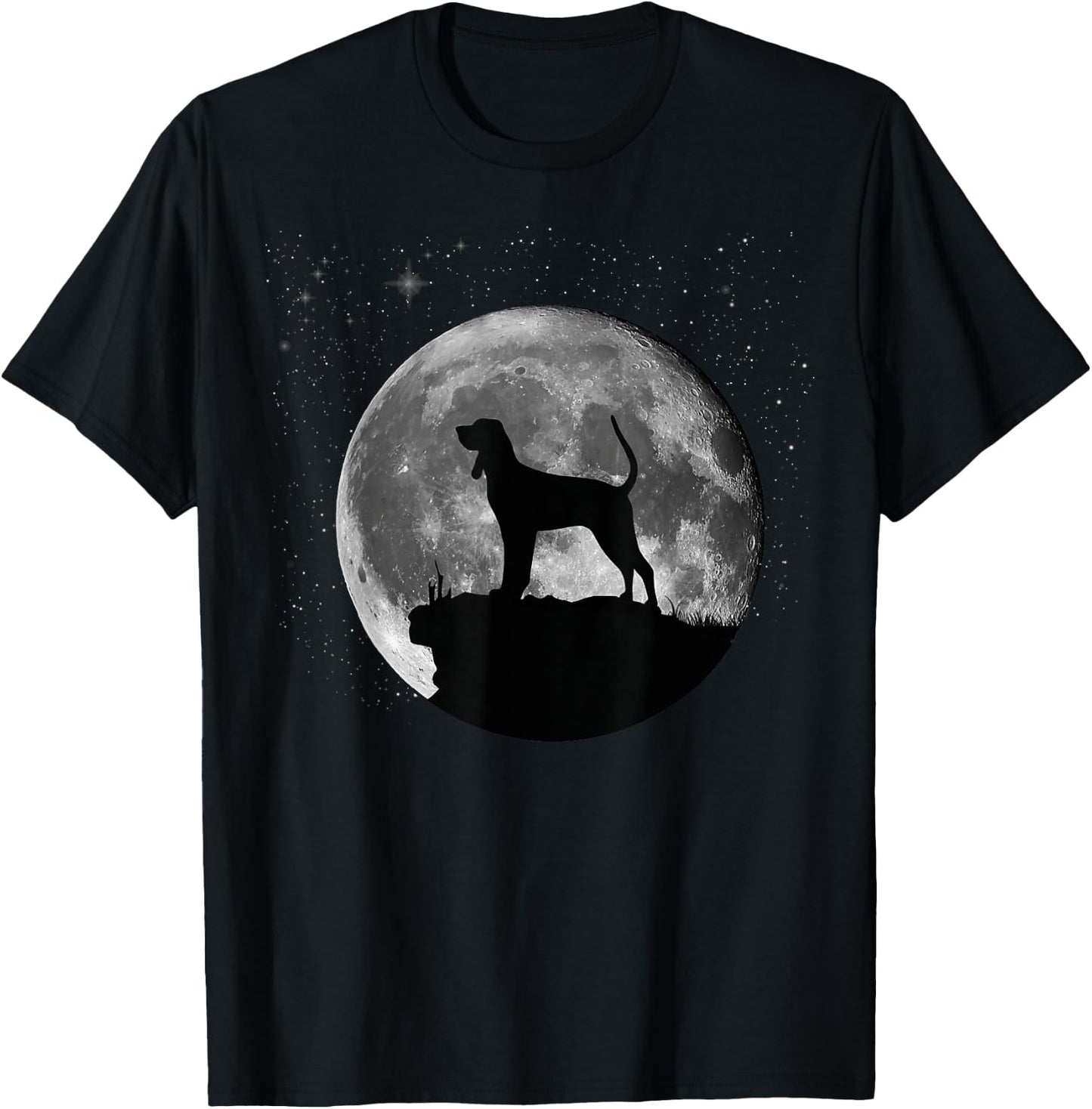 Coonhound Black And Tan Moon T-Shirt - T-Shirt | Black