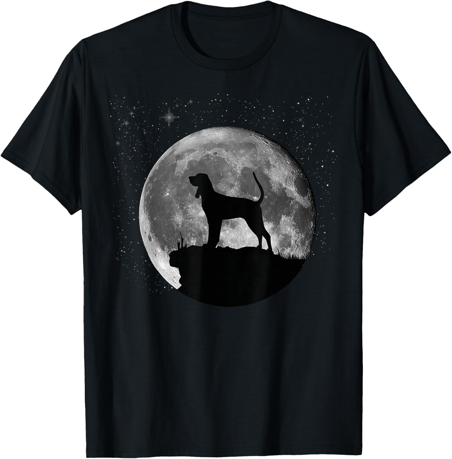 Coonhound Black And Tan Moon T-Shirt - T-Shirt | Black