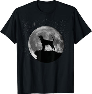 Coonhound Black And Tan Moon T-Shirt - T-Shirt | Black
