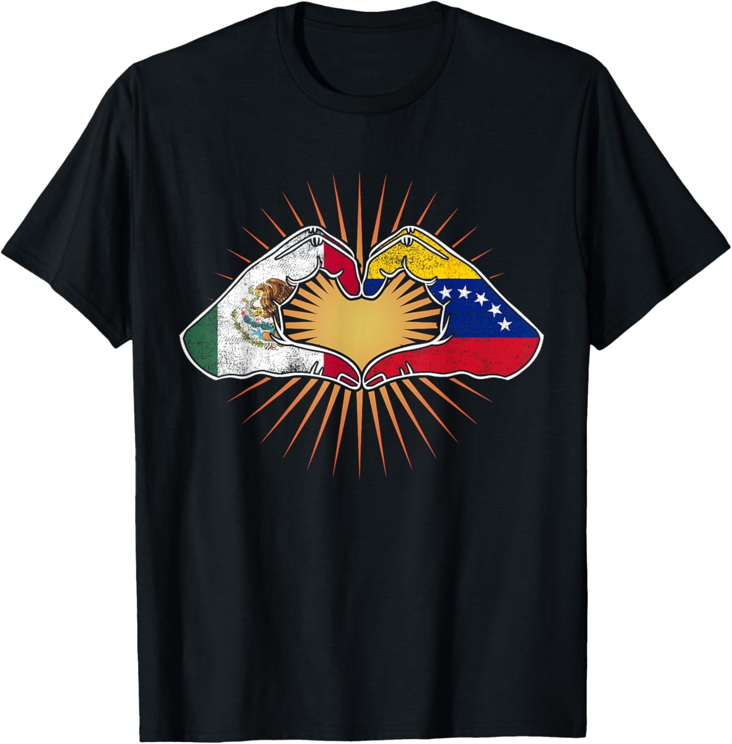 Mexico and Venezuela. Heart Hands T-Shirt - T-Shirt | Black