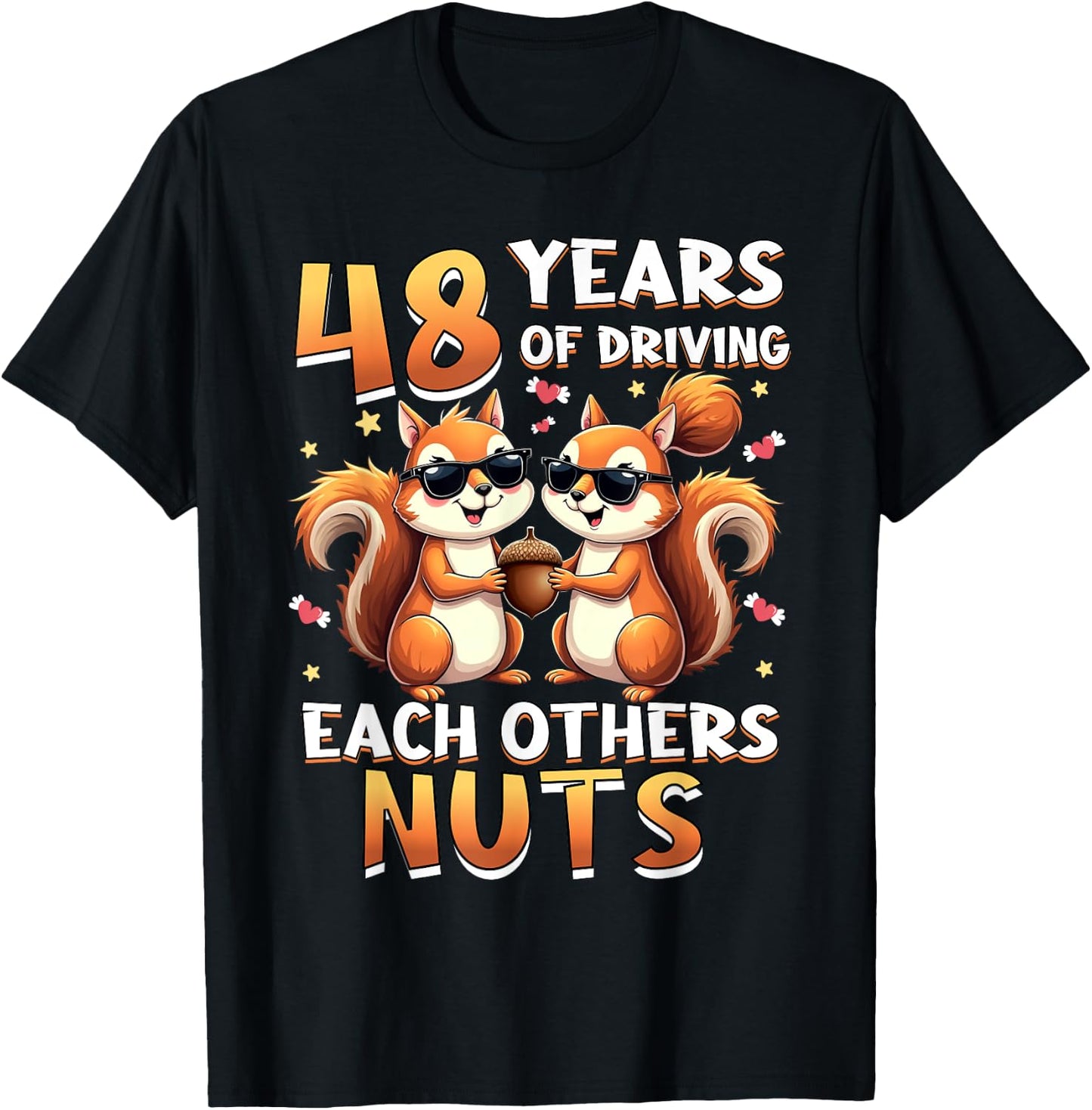 48 Years Of Driving Each Other Nuts Squirrel Couple Matching T-Shirt - T-Shirt | Black