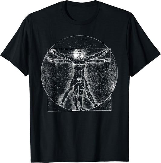 Vitruvian Man Leonardo Da Vinci T-Shirt - T-Shirt | Black