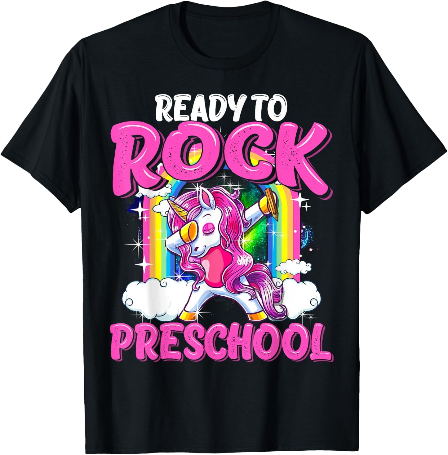Ready To Rock Preschool Dabbing Unicorn Back To School Girls T-Shirt - T-Shirt | Black