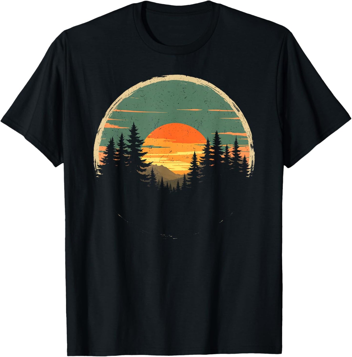 Retro Forest Trees Wildlife Nature Vintage Forest T-Shirt - T-Shirt | Black