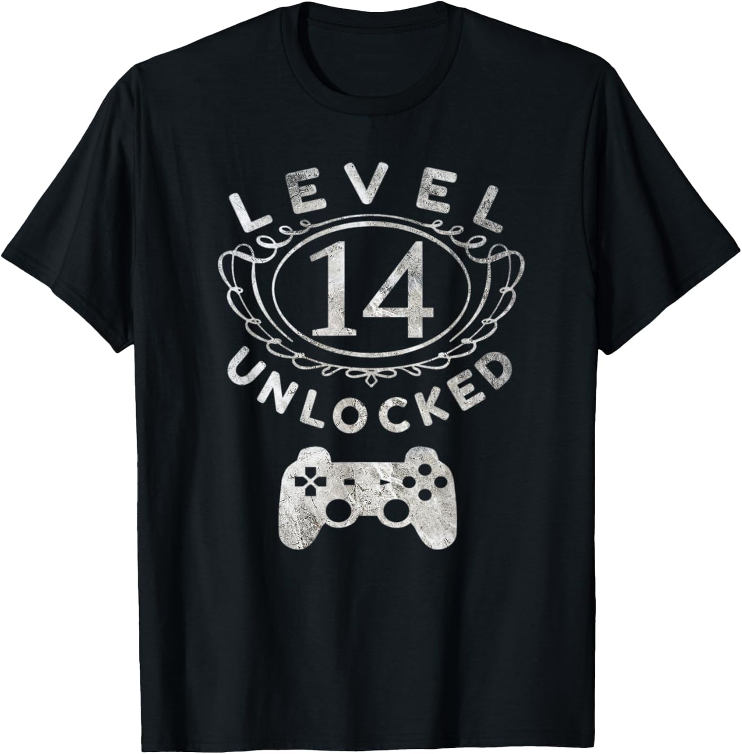 Level 14 Unlocked - 14th Birthday Gamer Gift T-Shirt - T-Shirt | Black