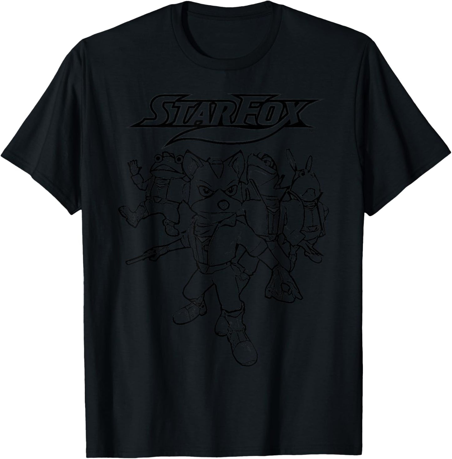 Star Fox Crew Outline Sketched Logo Graphic T-Shirt - T-Shirt | Black