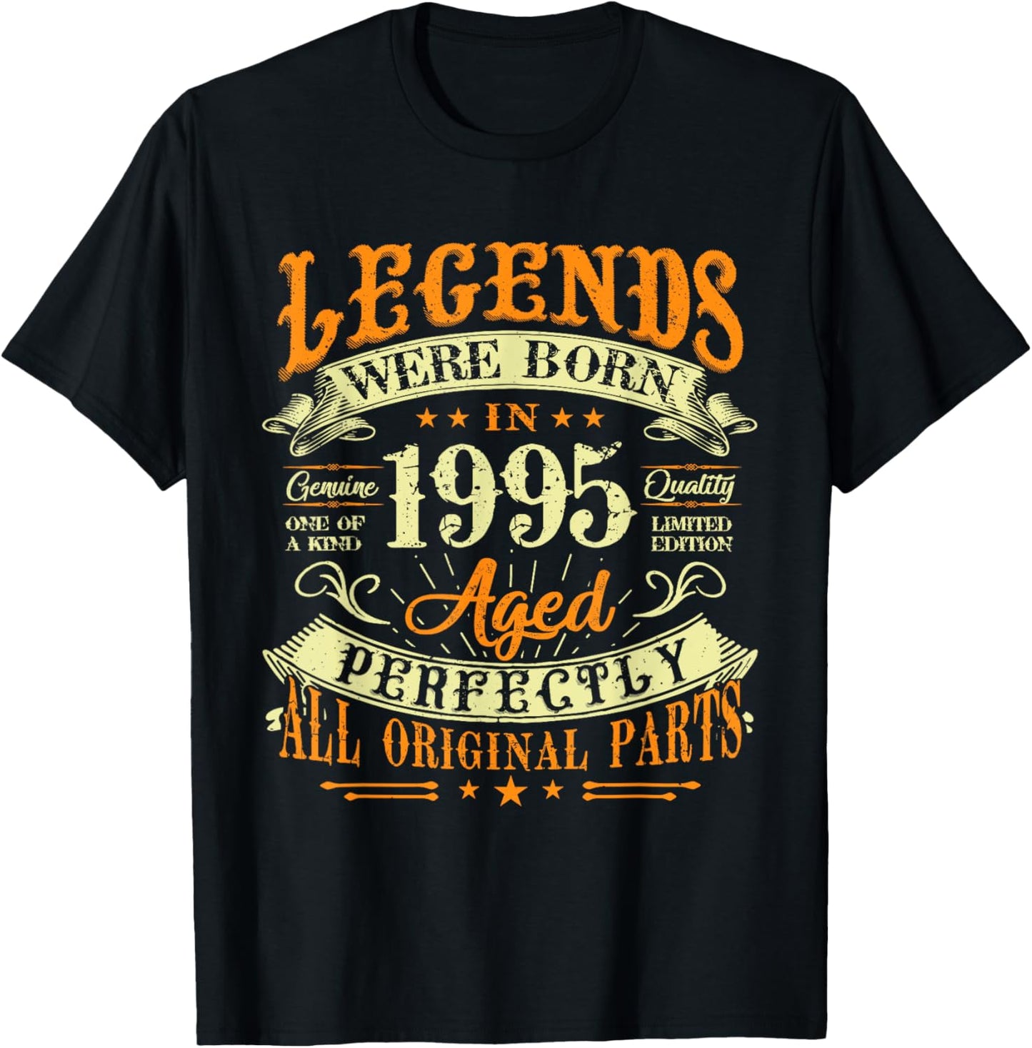 30th Birthday Vintage Legends Born In 1995 30 Years Old T-Shirt - T-Shirt | Black