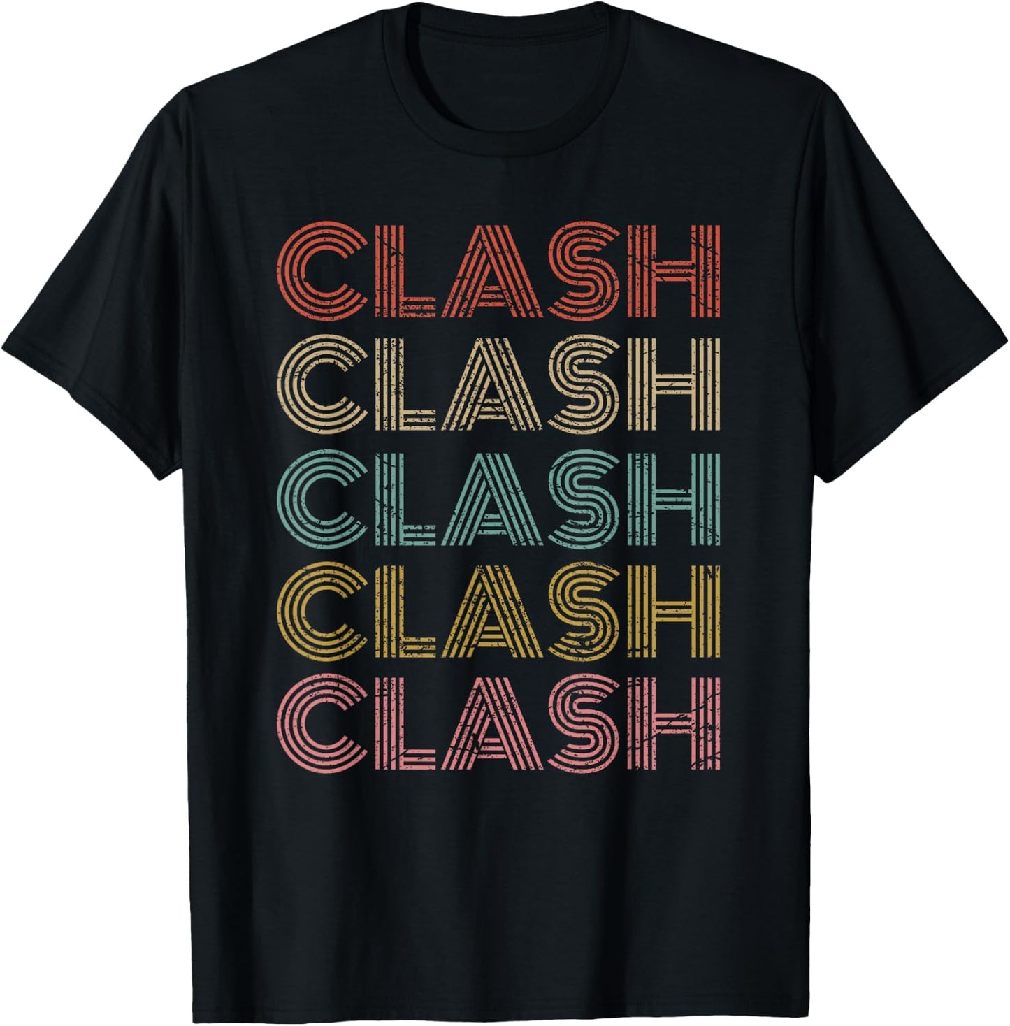 Clash Vintage Retro Text 70s 80s Gaming Gift T-Shirt - T-Shirt | Black