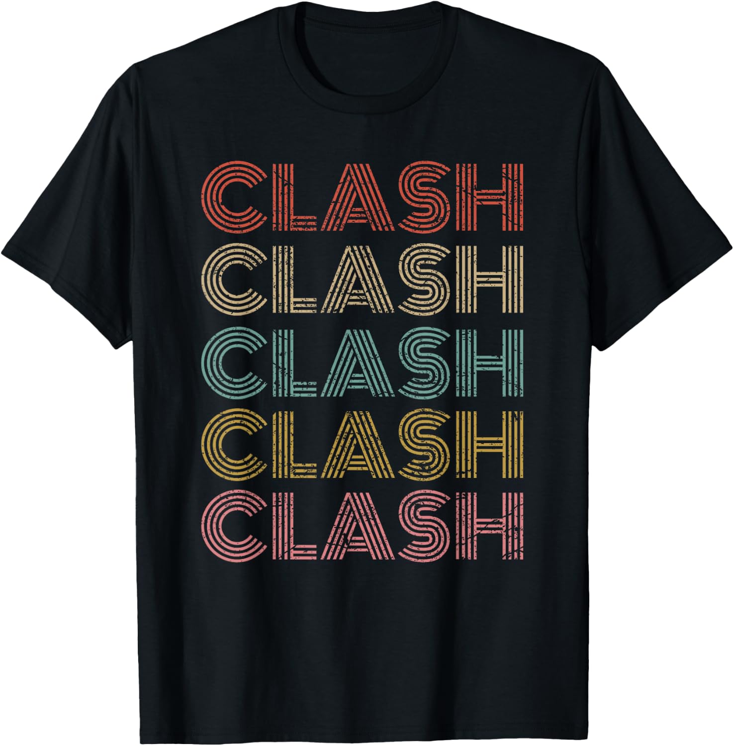 Clash Vintage Retro Text 70s 80s Gaming Gift T-Shirt - T-Shirt | Black