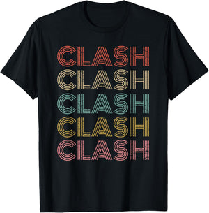 Clash Vintage Retro Text 70s 80s Gaming Gift T-Shirt - T-Shirt | Black