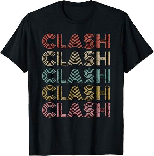 Clash Vintage Retro Text 70s 80s Gaming Gift T-Shirt - T-Shirt | Black