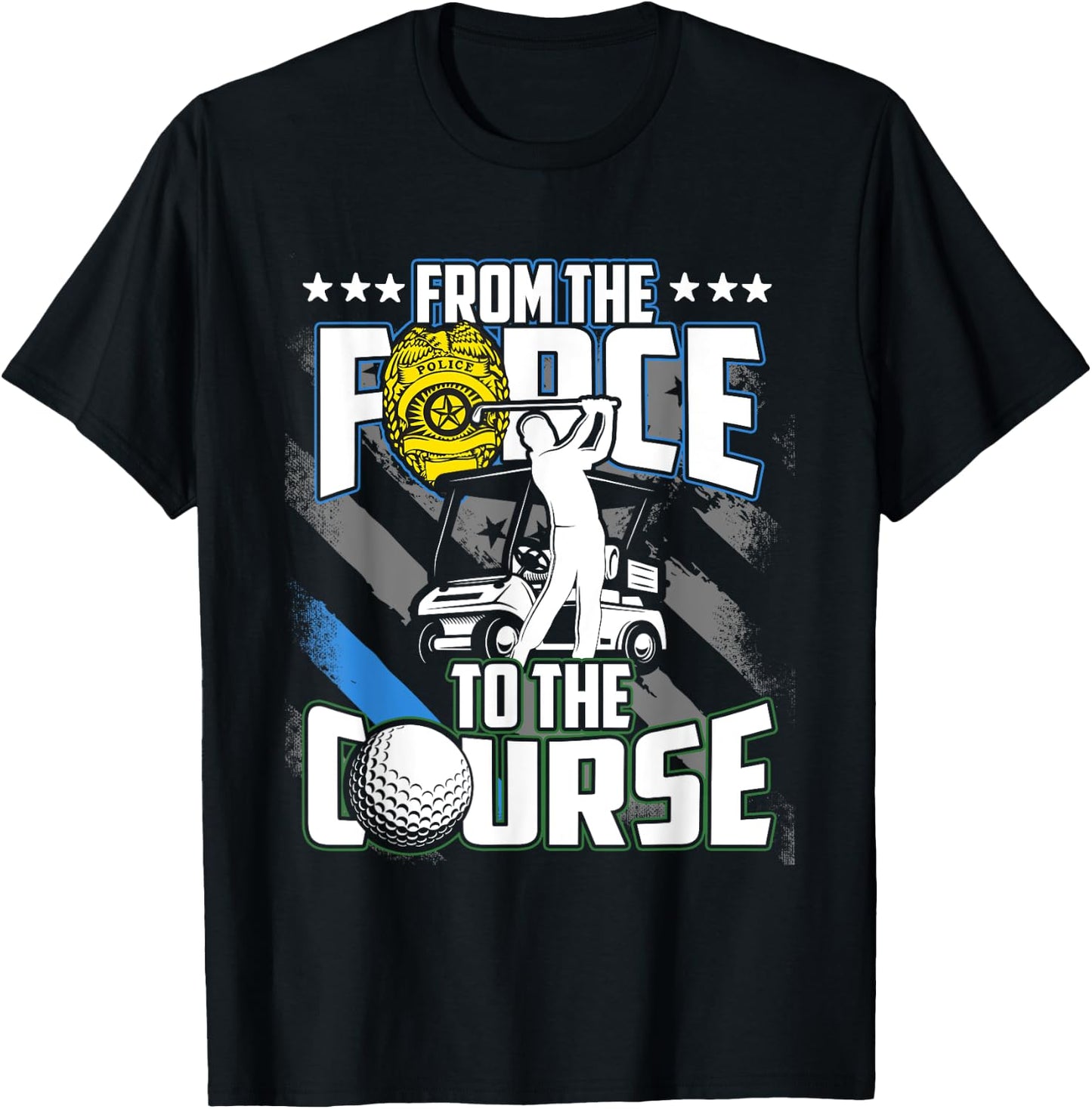 Funny Retired Police Officer Golf Retirement Gift T-Shirt - T-Shirt | Black