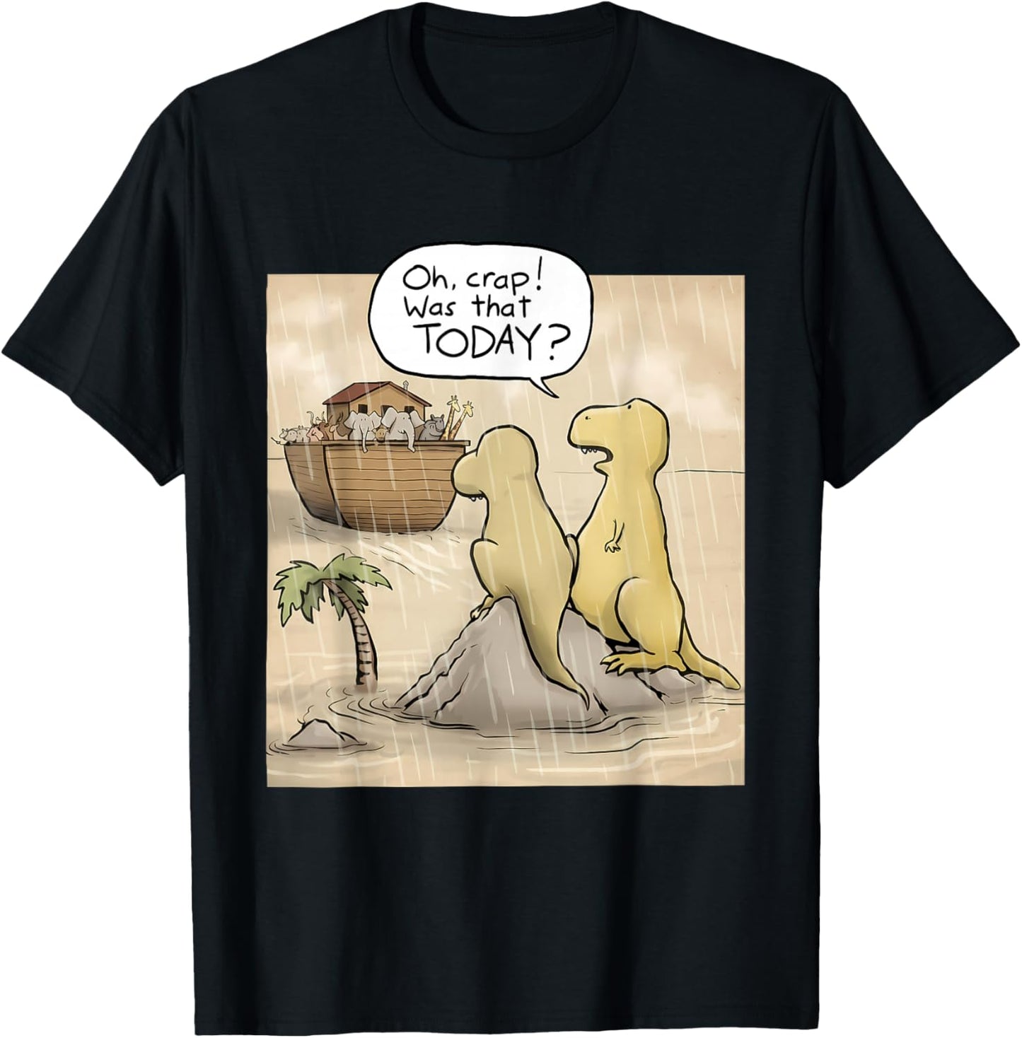 Jesus Saves Funny Dinosaurs Christian Oh Crap was that Today T-Shirt - T-Shirt | Black