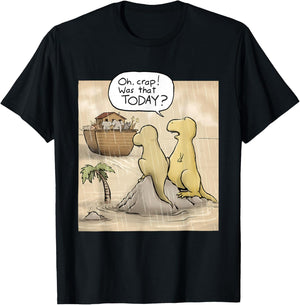 Jesus Saves Funny Dinosaurs Christian Oh Crap was that Today T-Shirt - T-Shirt | Black