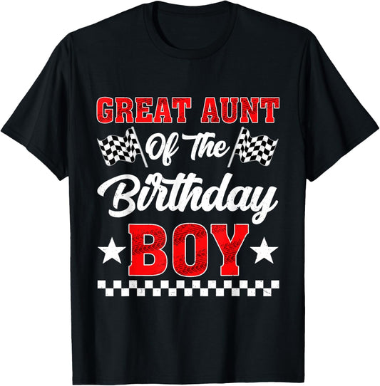 Race Car Great Aunt of The Birthday Boy Racing Family T-Shirt - T-Shirt | Black