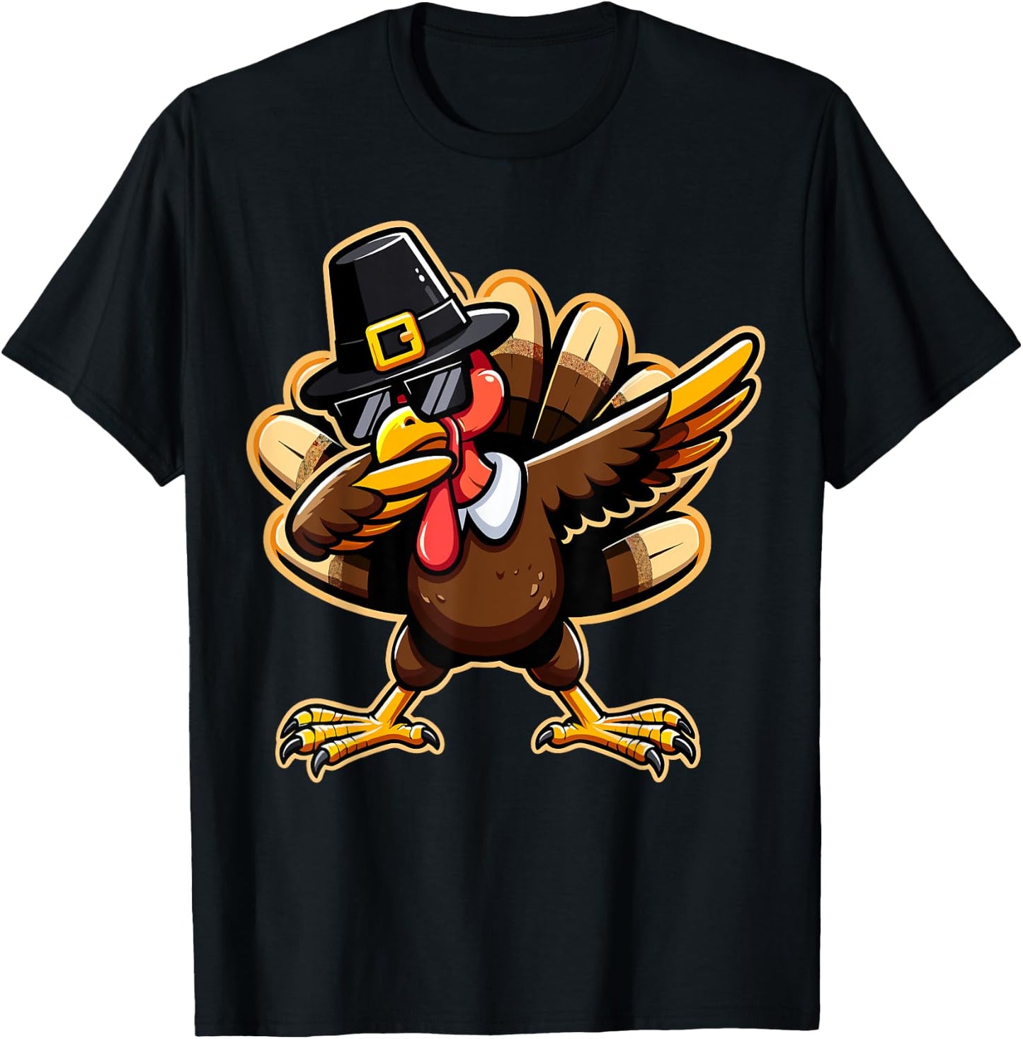Thanksgiving Dabbing Turkey T-Shirt - T-Shirt | Black