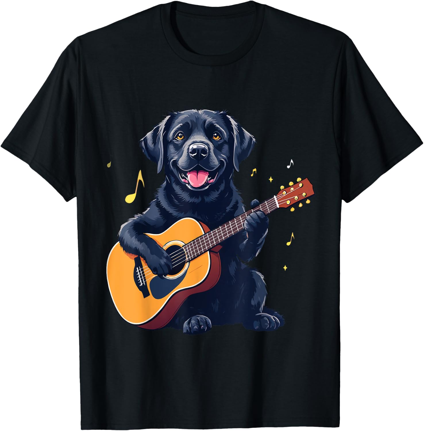 Funny Musical Black Lab guitar player boys and kids T-Shirt - T-Shirt | Black