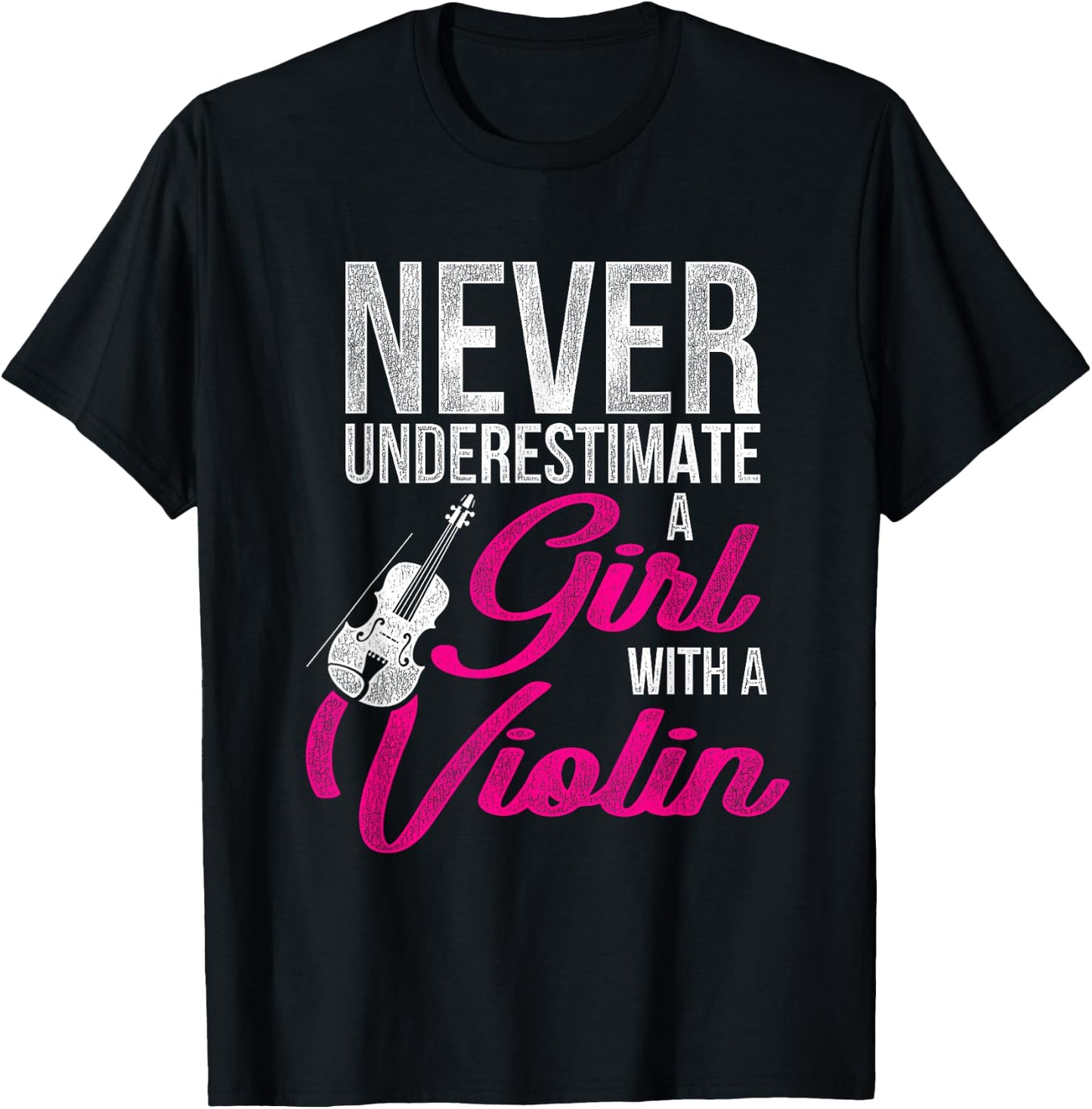 Never Underestimate A Girl With A Violin T-Shirt - T-Shirt | Black