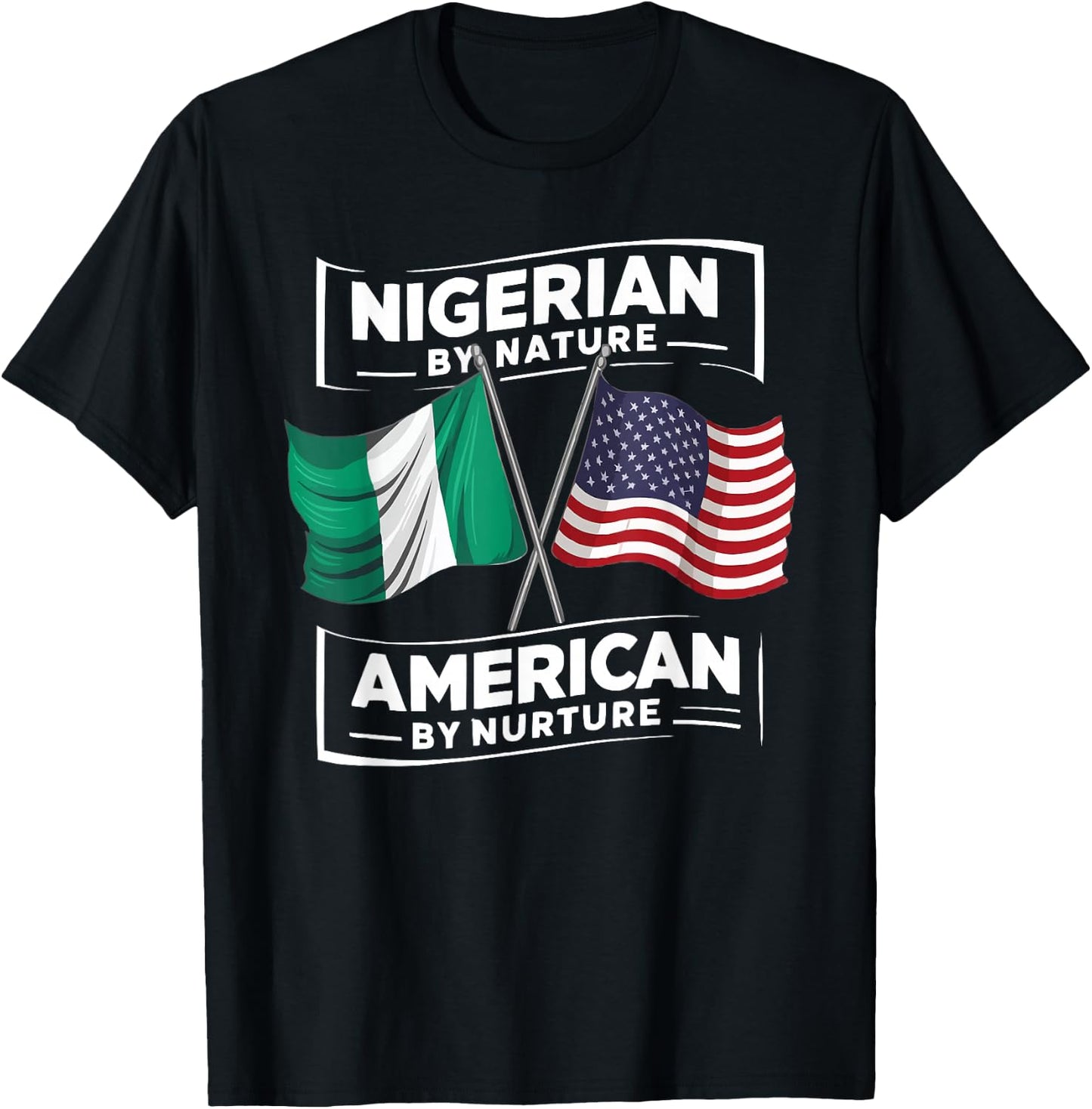 Half Nigerian Half American USA Flag Nigeria America T-Shirt - T-Shirt | Black