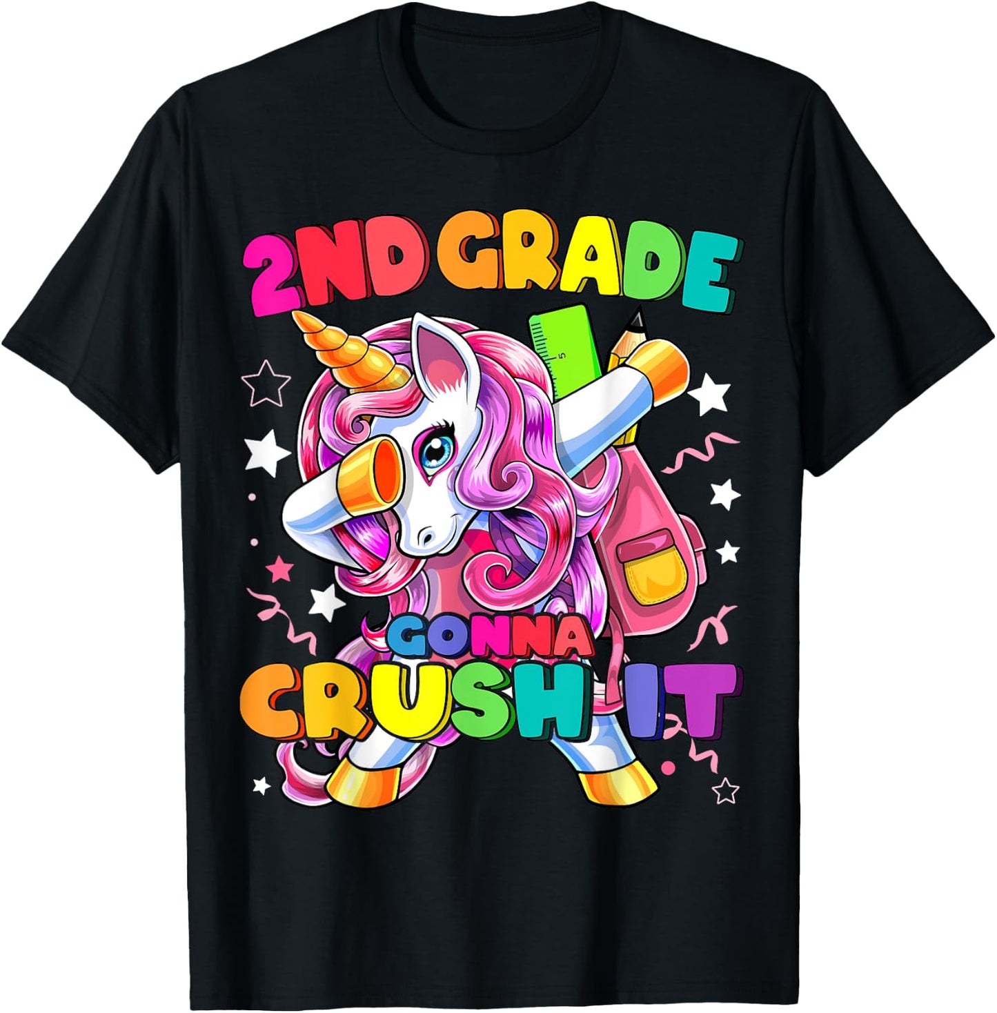 2nd Grade Dabbing Unicorn Back to School Shirt Girls Gift T-Shirt - T-Shirt | Black