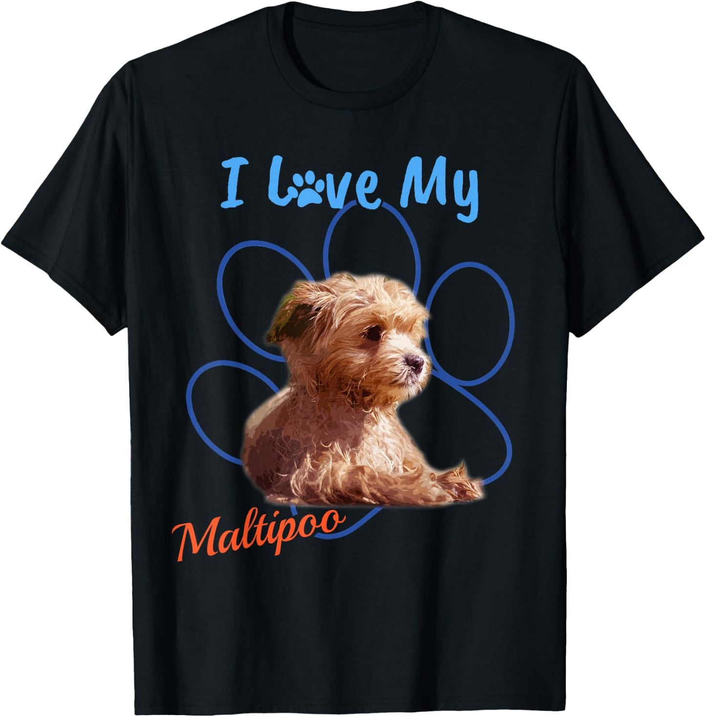 I Love My Maltipoo Best Dog Lover Paw Print ! Women Kids T-Shirt - T-Shirt | Black