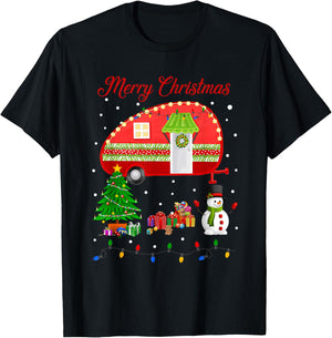 Camping Christmas Happy Camper Xmas Camp Gifts Women T-Shirt - T-Shirt | Black
