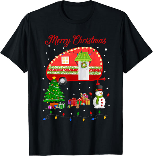 Camping Christmas Happy Camper Xmas Camp Gifts Women T-Shirt - T-Shirt | Black
