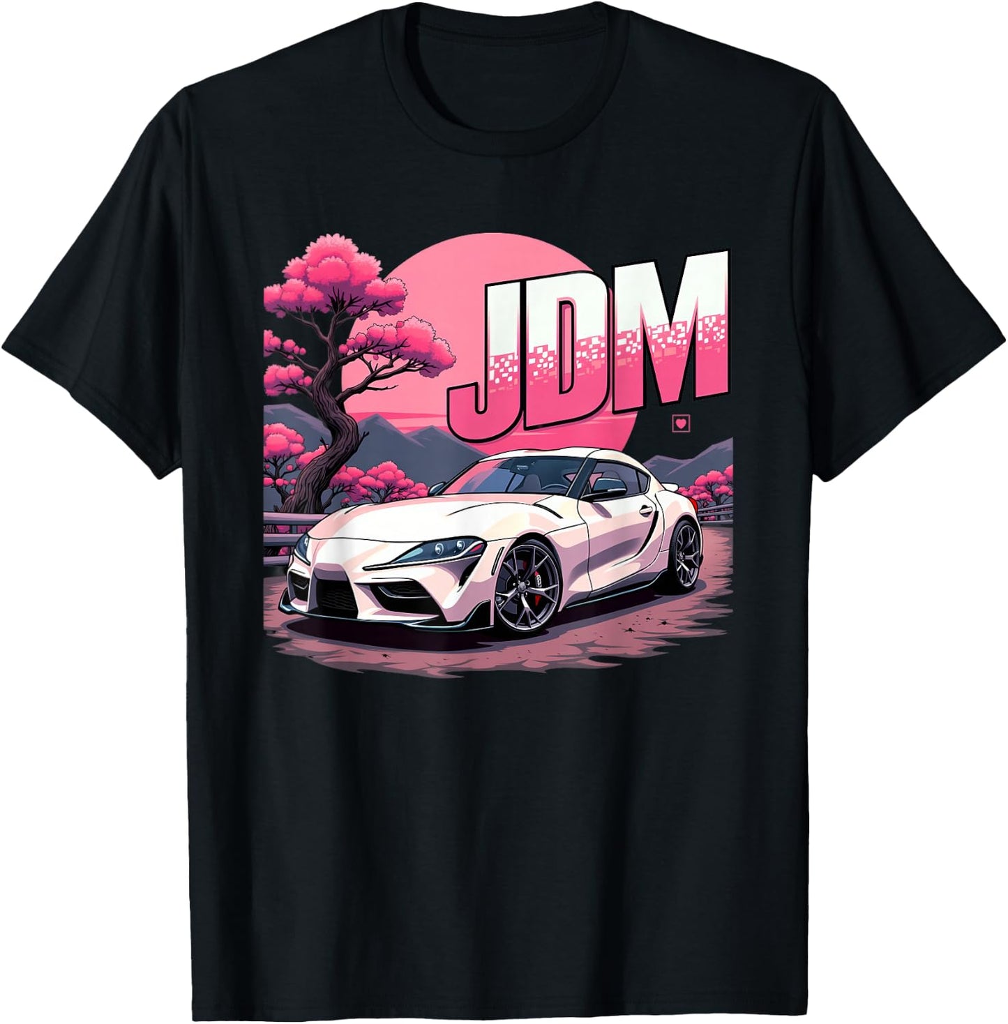 Love JDM Race Girl Racer Car Sakura Pink Cherry Blossom T-Shirt - T-Shirt | Black