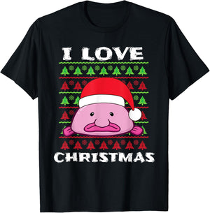 I Love Christmas Blobfish Santa Hat T-Shirt - T-Shirt | Black