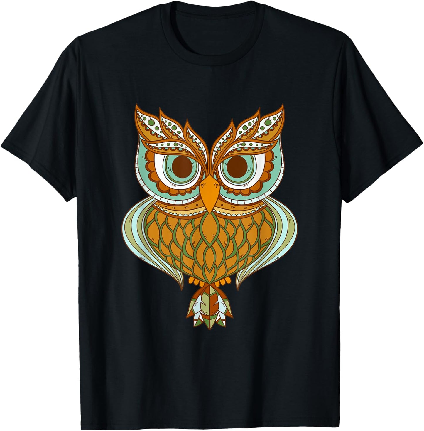 Night Owl Tribal Pattern Shirt Cool Nocturnal Animal Lover T-Shirt - T-Shirt | Black