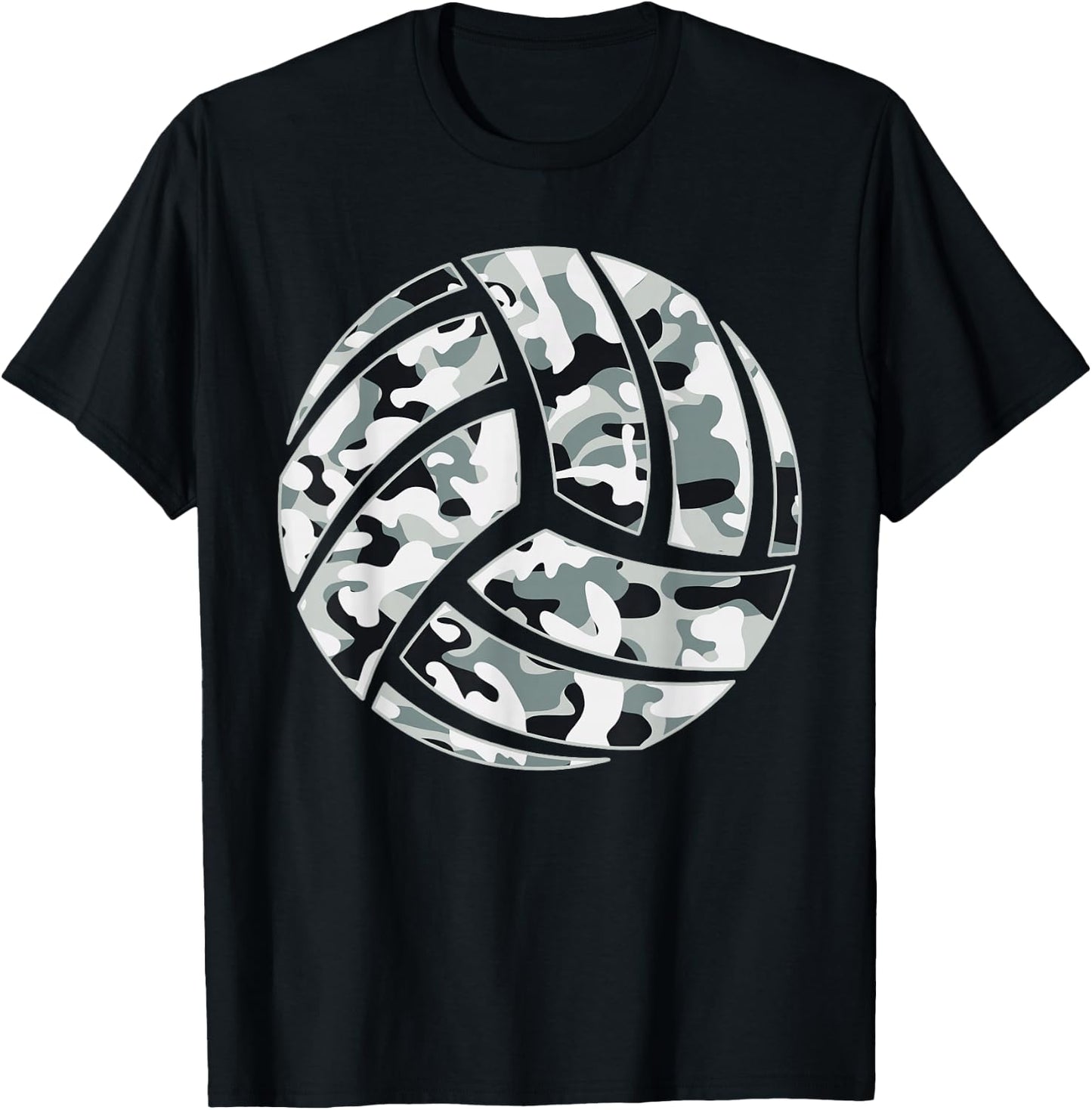 Camouflage Volleyball Lover Player Fan Cute Camo Volleyball T-Shirt - T-Shirt | Black
