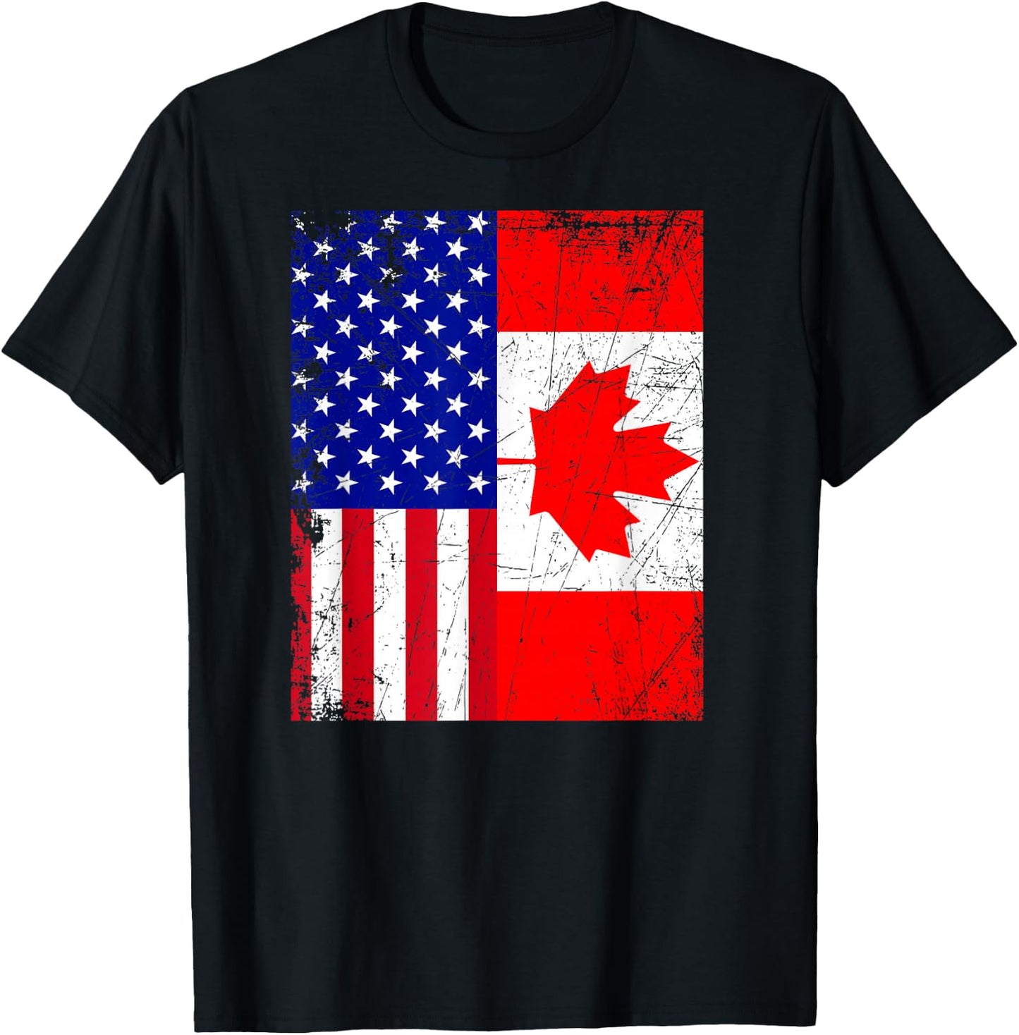 Canadian American Shirt USA Canada Flag 4th of July T-Shirt - T-Shirt | Black