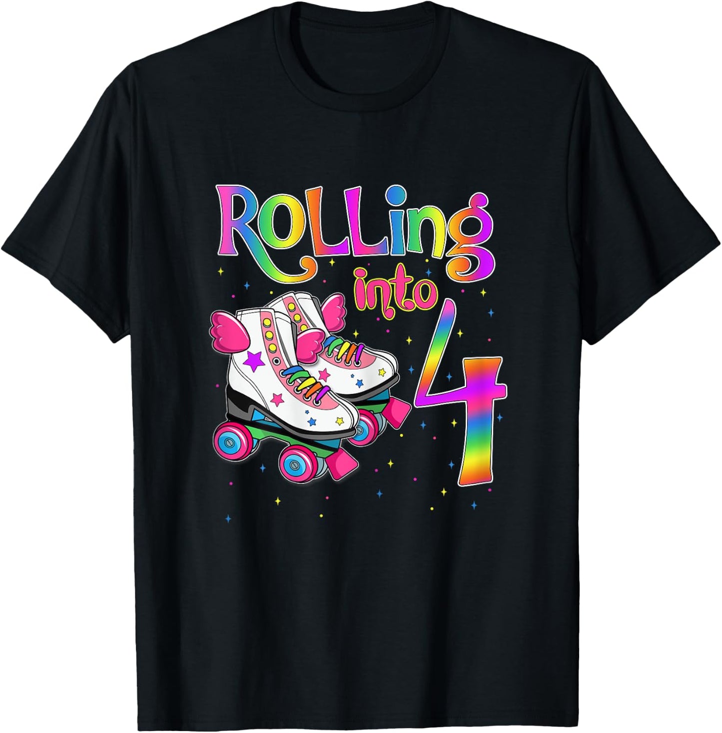 Rolling Into 4 years Let's Roll I'm Turning 4 Roller Skate T-Shirt - T-Shirt | Black