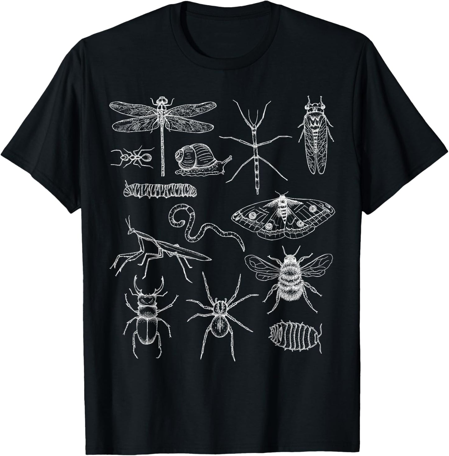 Minibeasts - Insects and Invertebrates Drawings Small T-Shirt - T-Shirt | Black