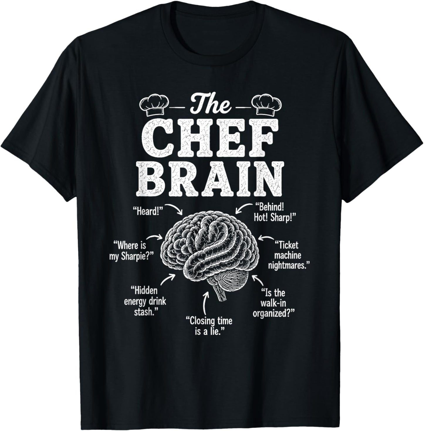 Chef Brain Heard Culinary Expert Cooking Kitchen Restaurant T-Shirt - T-Shirt | Black