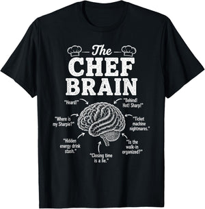 Chef Brain Heard Culinary Expert Cooking Kitchen Restaurant T-Shirt - T-Shirt | Black