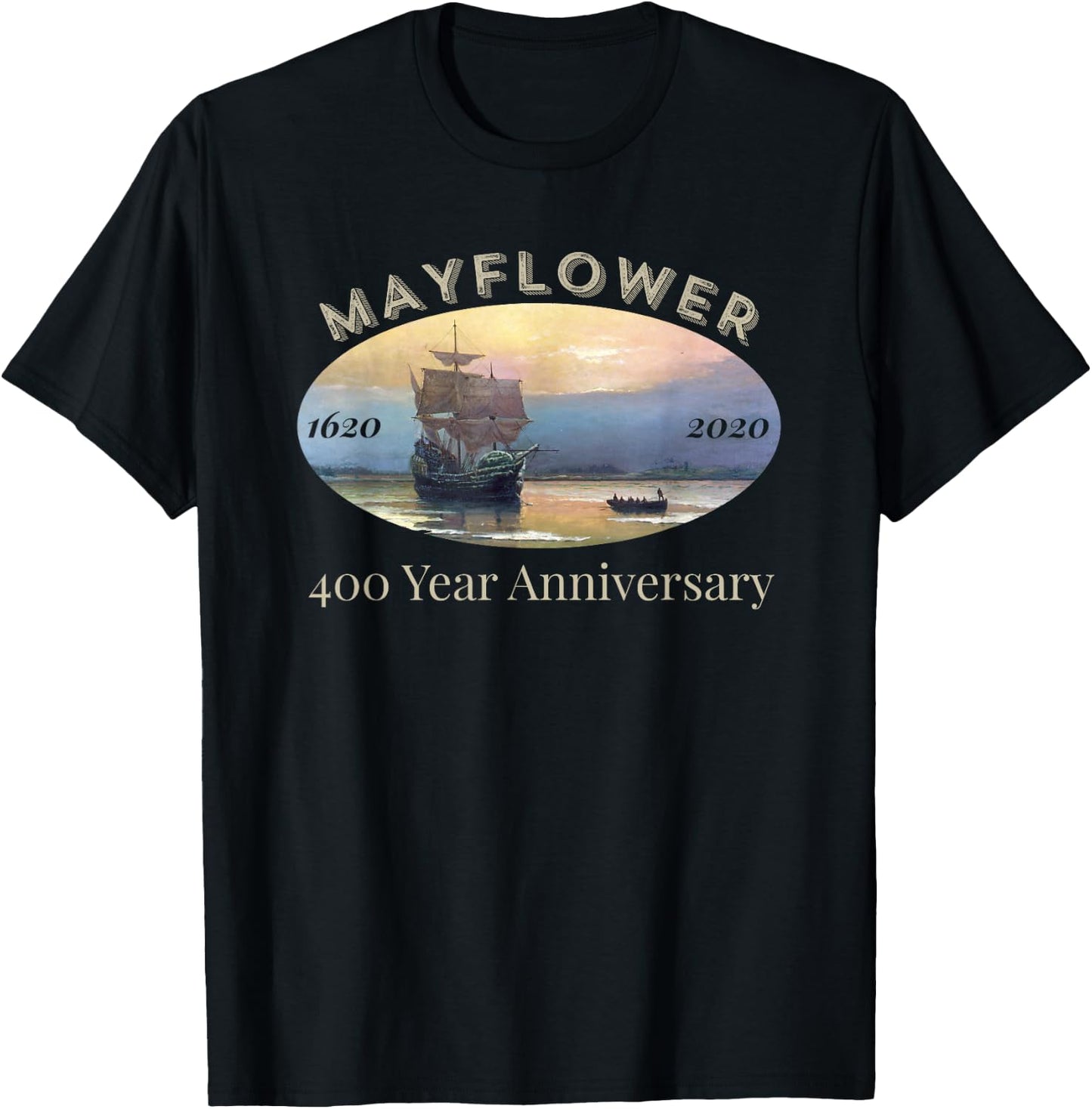 Mayflower Voyage 400 Year Anniversary 1620-2020 Celebration T-Shirt - T-Shirt | Black