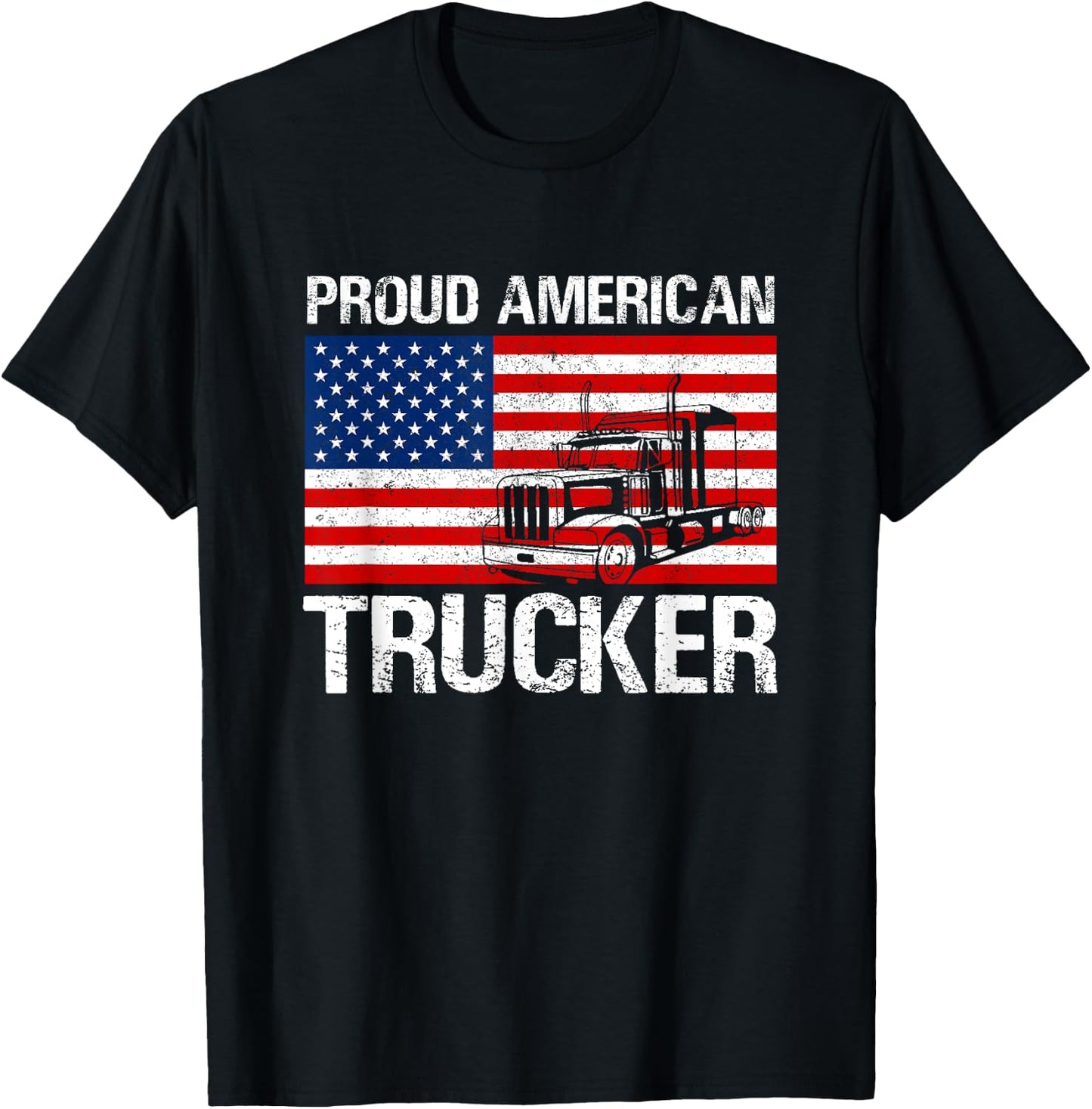 Proud American Trucker product Truck Driver Gifts Men Women T-Shirt - T-Shirt | Black