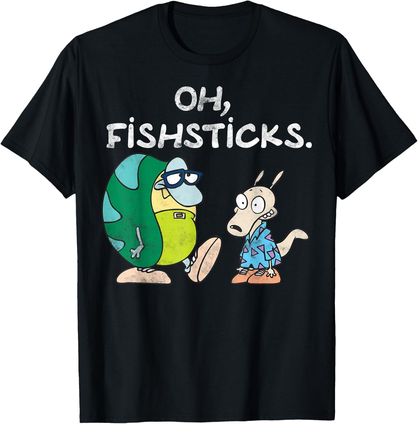 Rocko's Modern Life Filburt and Rocko Oh Fishticks T-Shirt - T-Shirt | Black