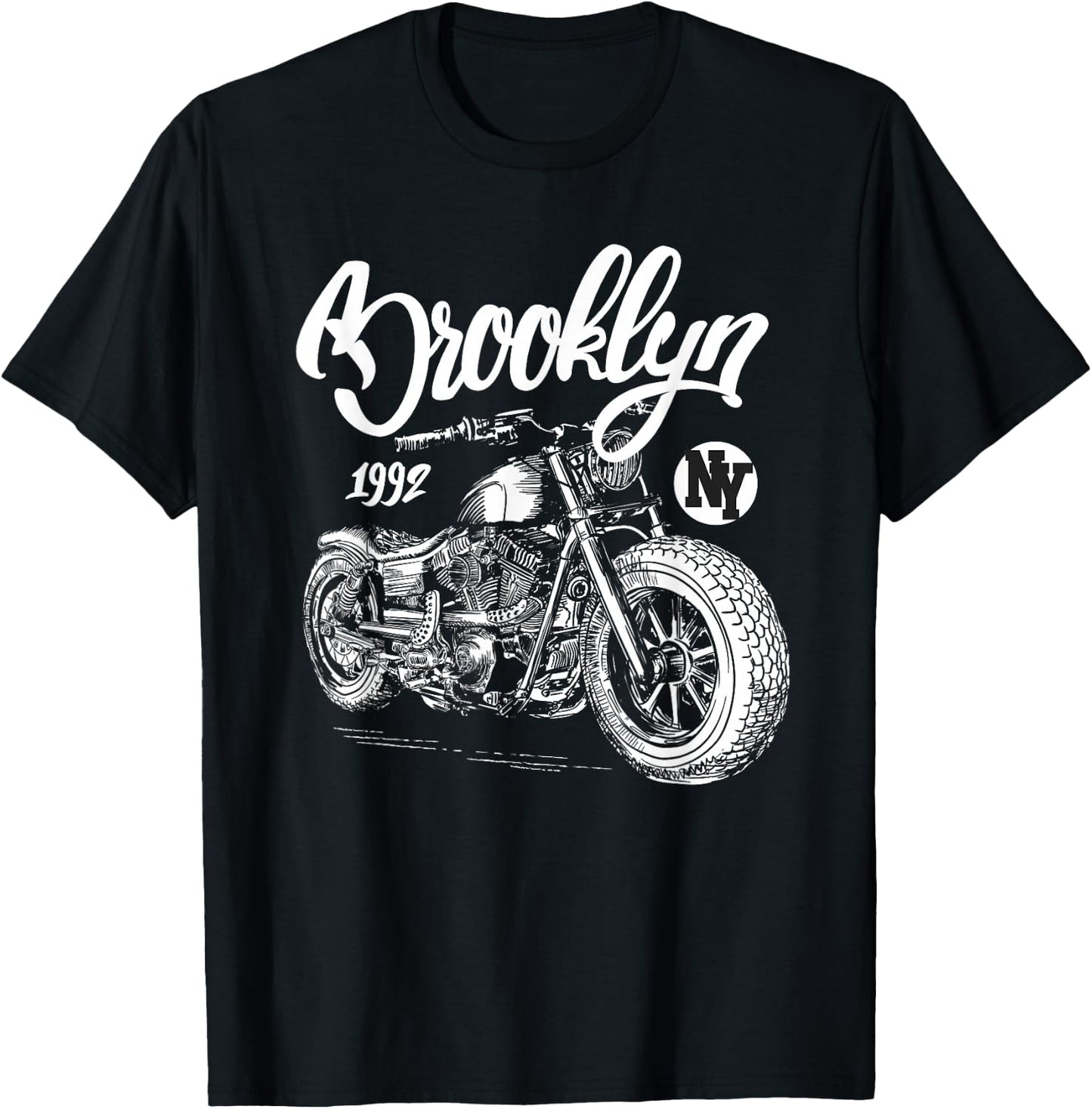 Brooklyn Motorcycle - Vintage New York Biker Shirt T-Shirt - T-Shirt | Black